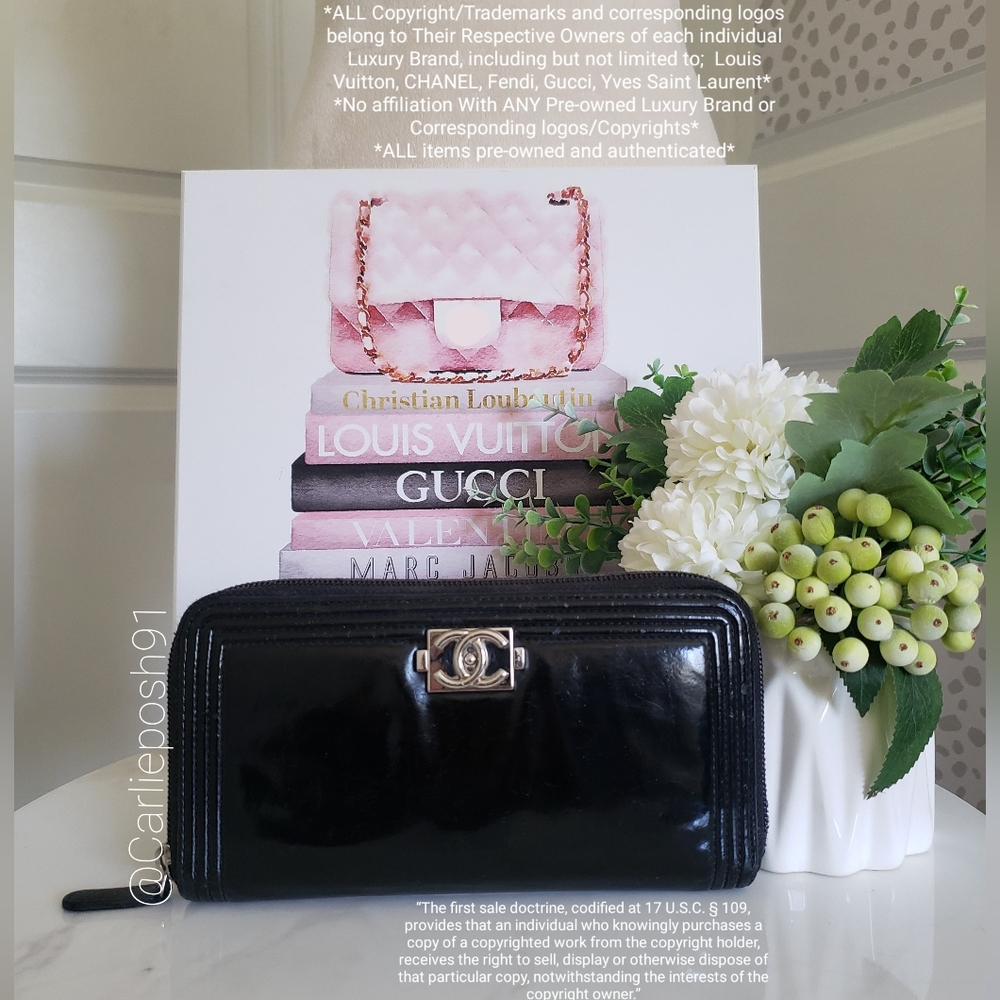 **SOLD** Authentic Pre-owned Chanel Boy Patent Zippy Long Wallet - Picture 2 of 14